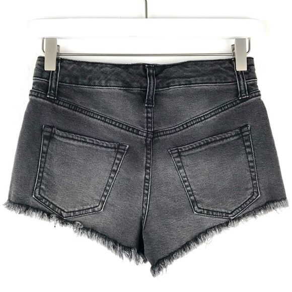 Wild Fable Black Washed Destructed Denim Shorts 00 - Picture 2 of 4